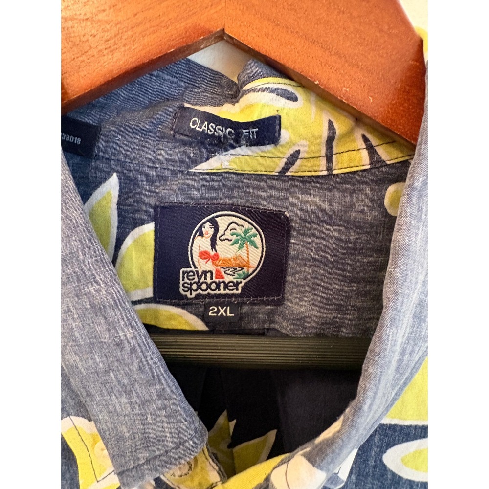 Reyn Spooner Old School Reyn's Monstera Pullover 1/4 Button Aloha Shirt - XXL - Picture 6 of 9